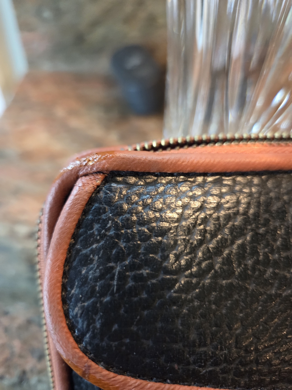 Dooney & Bourke Black Pebbled Leather Crossbody with Brown Trim - Picture 3 of 7